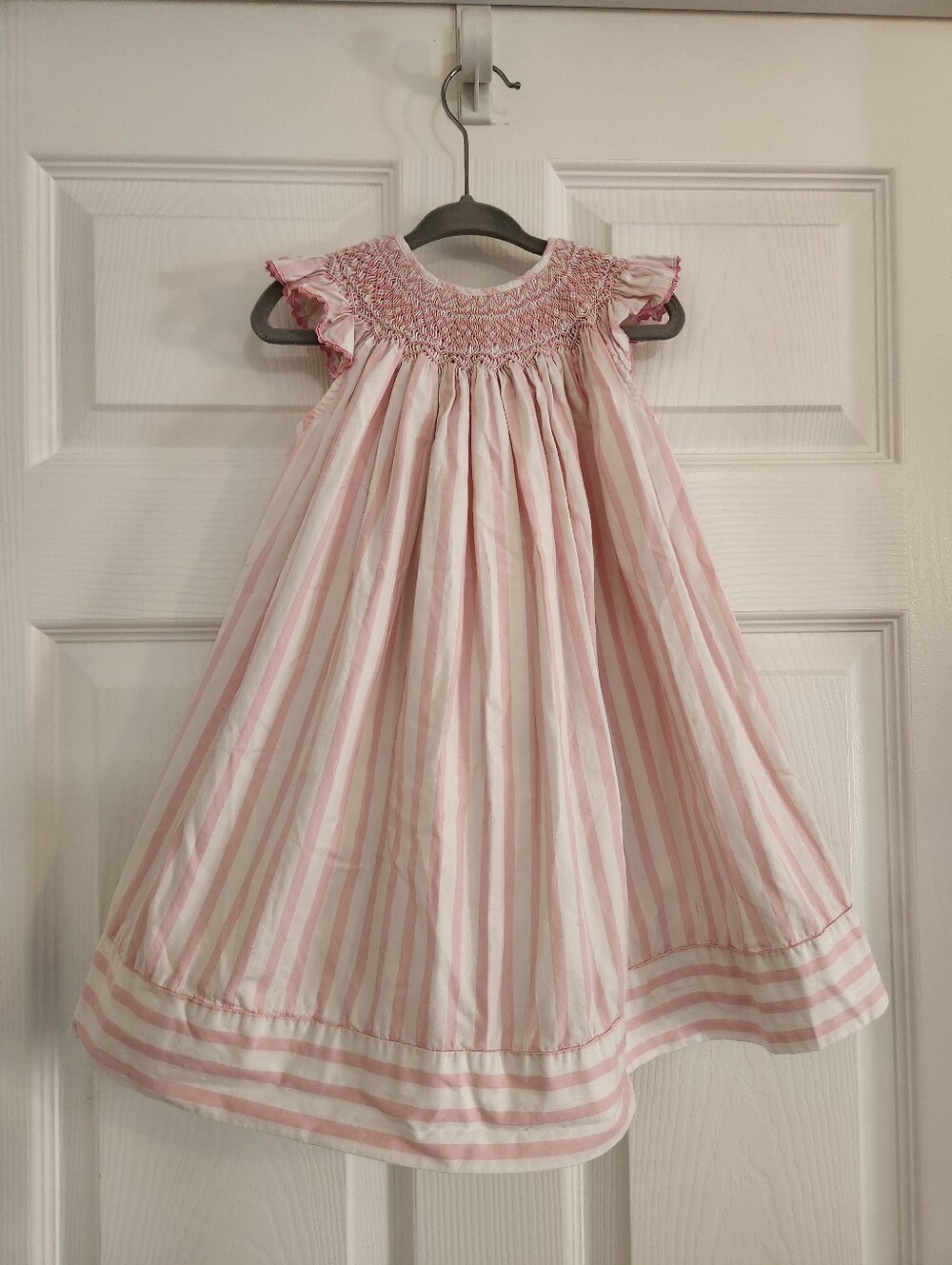 Royal Child Pink and White Striped Smocked Bishop Dress Sz 18M
